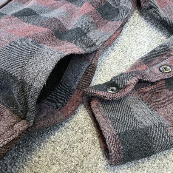 Orvis Shirt Mens Medium Red Gray Plaid Flannel Double Pocket Button Up Shacket - Picture 12 of 16